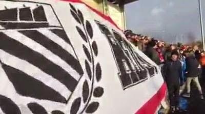 (VIDEO)FC United Of Manchester fans' big banner today Vs AFC Fylde | FA Trophy #FCUM #thisisfootball
