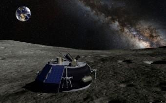 Il lander MX-1 sulla superficie della Luna. Rappresentazione artistica a cura di Moon Express Inc.