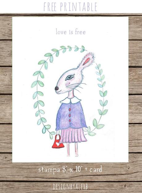 LOVE IS FREE, stampa digitale per san valentino, free printable print and card