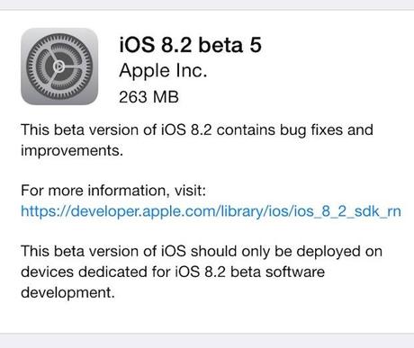 Apple rilascia iOS 8.2 beta 5 agli sviluppatori per iPhone, iPad e iPod Touch, Link Diretti al Download [Completato]
