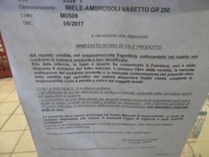 MIELE AMBROSOLI - Ritirato per contaminazione da antibiotici 