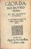 DE L'INFINITO UNIVERSO E MONDI di GIORDANO BRUNO