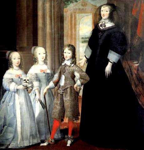 La duchessa Maria Cristina di Francia con i figli Carlo Emanuele, Margherita Violante ed Enrichetta Adelaide. Prima metà XVII secolo.