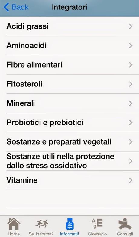 Integratori: cosa contengono, per cosa usarli.Ecco una applicazione utile.