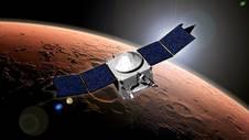 In questa immagine un’impressione d’artista del modulo MAVEN (Mars Atmosphere and Volatile Evolution) della NASA Credits: NASA's Goddard Space Flight Center 