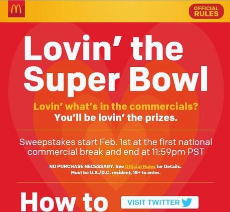 Il concorso Twitter di McDonald's al Superbowl per far vincere le altre marche