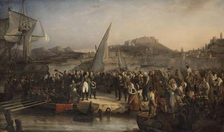 Napoléon Ier quittant l’ile d’Elbe puor revenir en France, s’embarque dans le port de Portoferraio