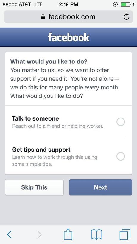 facebook suicide prevention