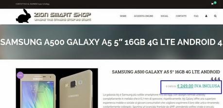 Samsung Galaxy A3 e A5 disponibili da Zion Smart Shop rispettivamente a 149 e 249 euro con garanzia Italia
