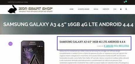 Samsung Galaxy A3 e A5 disponibili da Zion Smart Shop rispettivamente a 149 e 249 euro con garanzia Italia