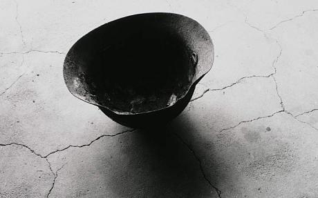 Steel Helmet with Skull Bone Fused by Atomic Bomb, Nagasaki, 1963 PHOTO: Shomei Tomatsu