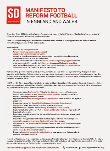 Supporters Direct UK. 'Manifesto to reform football in England and Wales'