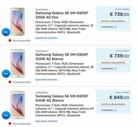 Samsung Galaxy S6 il prezzo più basso