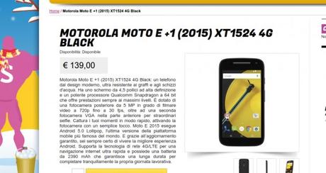 Motorola Moto E  1  2015  XT1524 4G Black   Gli Stockisti  Smartphone  cellulari  tablet  accessori telefonia  dual sim e tanto altro