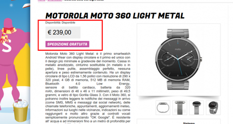 Motorola Moto 360 Light Metal   Gli Stockisti  Smartphone  cellulari  tablet  accessori telefonia  dual sim e tanto altro