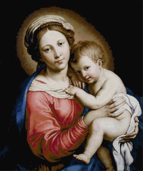 Schema per il punto croce: Madonna con Bambino - Salvi - 2