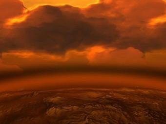 Una rappresentazione artistica delle spesse nubi di Venere. Crediti: ESA