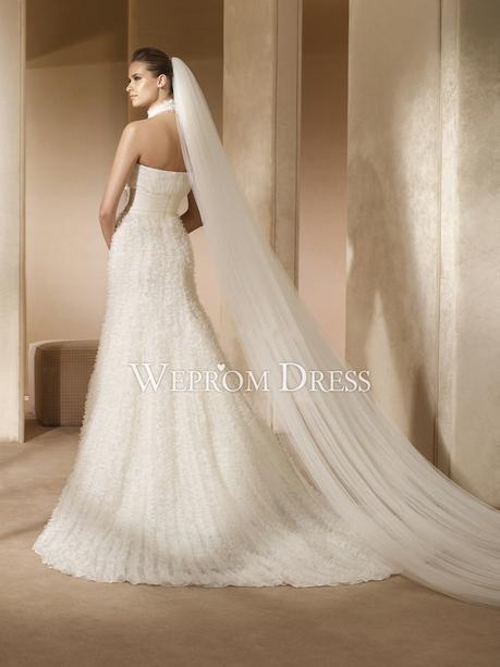 Mermaid/Trumpet High Neck Empire Sleeveless Organza Backless Online mermaid wedding dresses  -wepromdresses.com