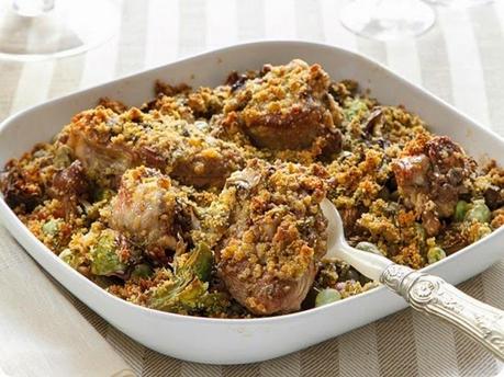 Agnello gratinato con carciofi e fave