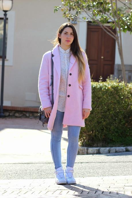Fluffy pink coat