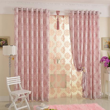Beautiful Jacquard Floral Privacy Pink bedroom curtains