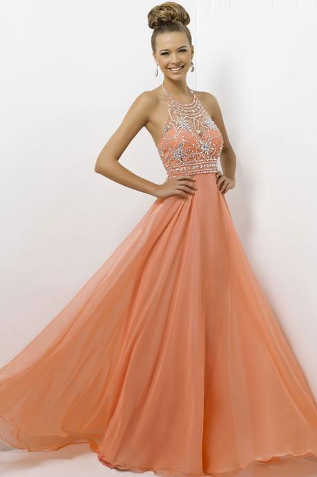 Zipper Halter A-line Natural Waist Long Prom Dress