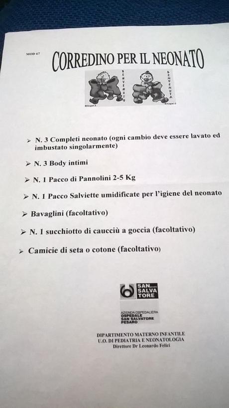 La valigia per il parto all’Ospedale di Pesaro