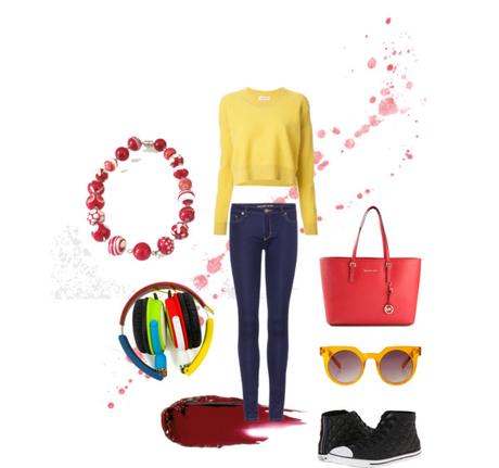 Casual yellow with red