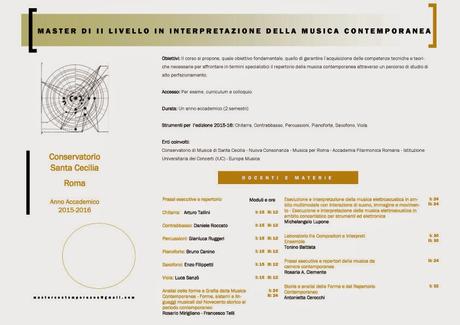 Master di II Livello in Interpretazione della Musica Contemporanea del Conservatorio di Santa Cecilia 2015-2016