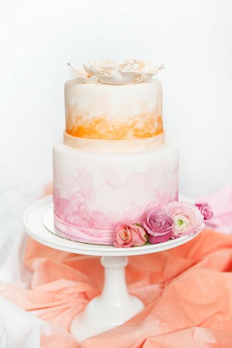 Decorazioni a mano: le Watercolor Wedding cake
