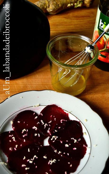 carpaccio di rapa rossa con grattugiata di barbaforte (cren/meerrettich) e emulsione di olio evo e aceto di mele
