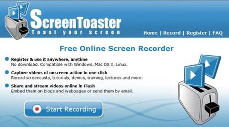 ScreenToaster: registrare video dello schermo del computer