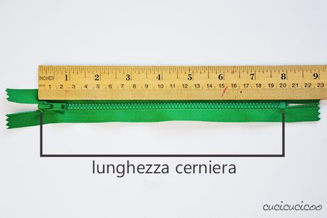 Come cucire una cerniera lampo con l’attaccatura visibile: come calcolare la lunghezza della cerniera. www.cucicucicoo.com