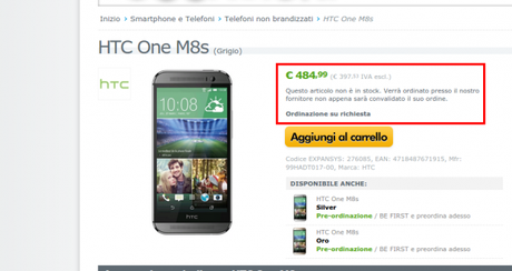HTC One M8s  Grigio   99HADT017 00   EXPANSYS Italia