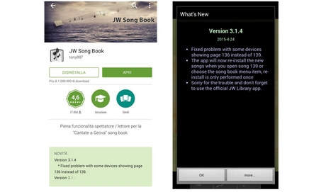 JW Songbook si aggiorna alla versione 3.1.4 (ora è disponibile il cantico 139)
