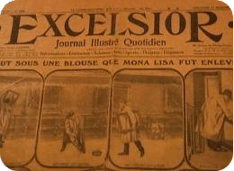 Prima pagina dell'Excelsior con la notizia del furto della Mona Lisa