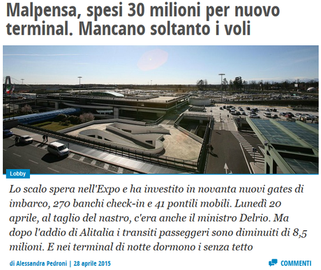 Malpensa featuring Paperopoli - Un deserto dei Tartari ulteriormente ingrandito per sei mesi di Expò. E poi?