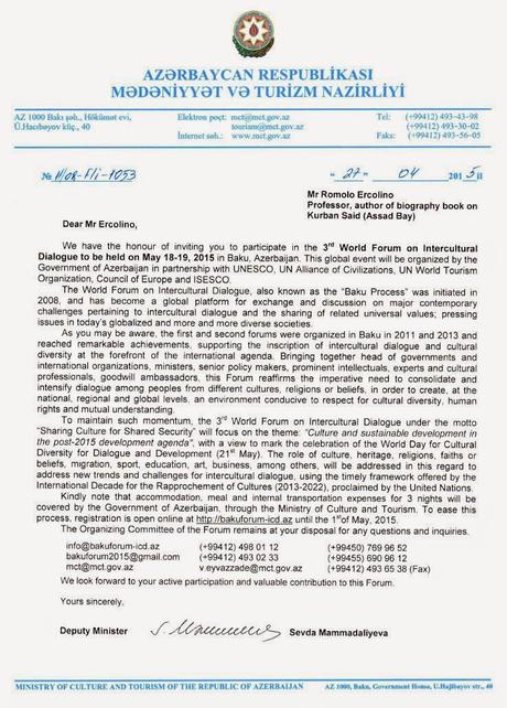 Romolo Ercolino invitato in Azerbaigian ..... Romolo Ercolino invitato in Azerbaigian .....