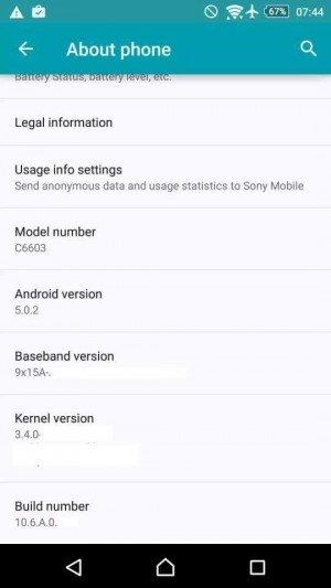 Android 5.0.2 Lollipop Sony Xperia Z
