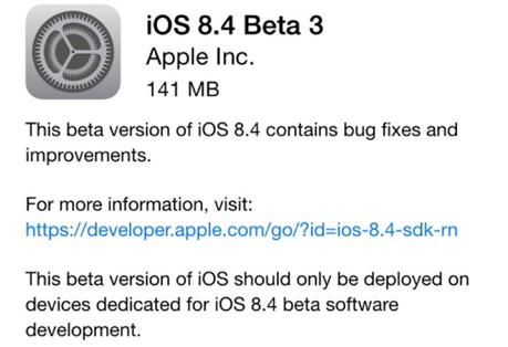 iOS 8.4 beta 3 – Apple rilascia il nuovo aggiornamento per iPhone, iPad e iPod Touch agli sviluppatori, Link Diretti al Download [Completato] [Aggiornamento x1]