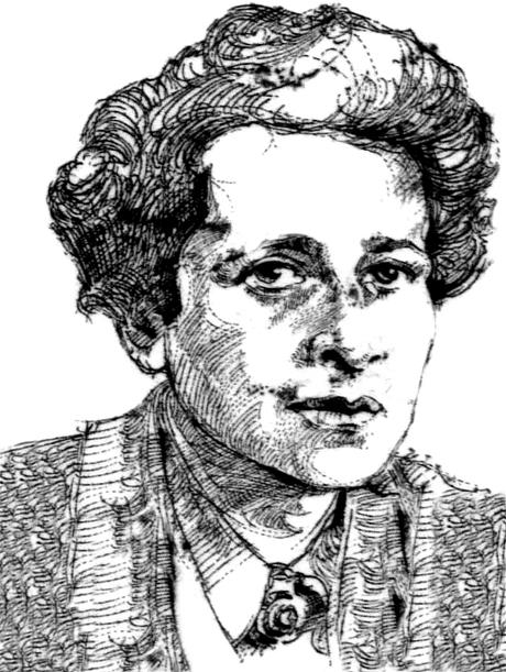 Hannah Arendt from a 1988 German stamp  among the Women in German history series