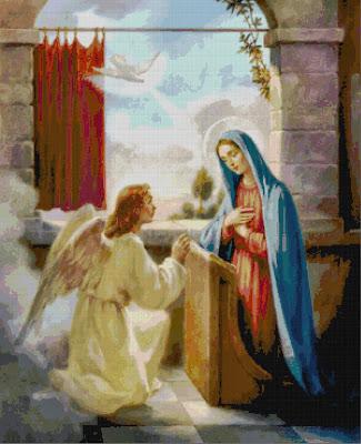 Schema per il punto croce: L'Annunciazione dell'Angelo a Maria