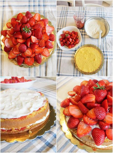 Torta con Crema Chantilly e Fragole Torta con Crema Chantilly e Fragole