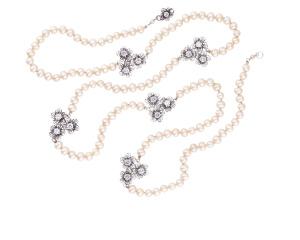 YvoneChrista - C4140 - Champagne Pearl & White CZ euro 621 euro collana con fiori