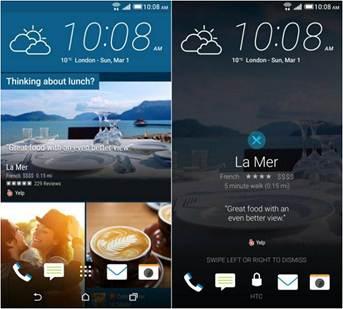 Yelp sarà integrata sulla lock screen di HTC One M9