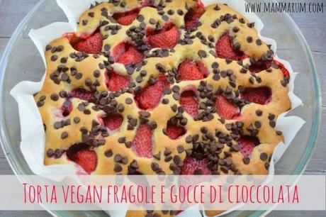 Torta vegan fragole e gocce di cioccolata Torta vegan fragole e gocce di cioccolata