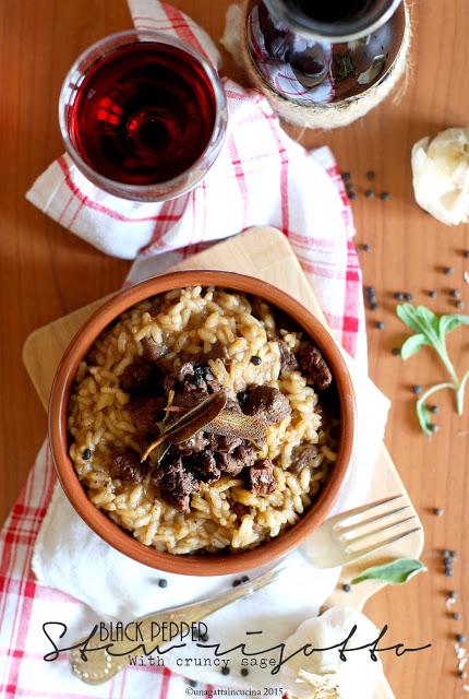 Risotto peposo alla fornacina con salvia croccante | Black pepper stew risotto with cruncy sage