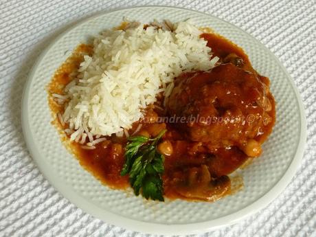Guancette con funghi, ceci e riso basmati Guancette con funghi, ceci e riso basmati