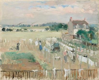 Berthe Morisot - Hanging the Laundry out to Dry, 1875 Collection of Mr. and Mrs. Paul Mellon