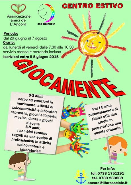 Centro Estivo “Giocamente” da 0 a 7 anni a Macerata